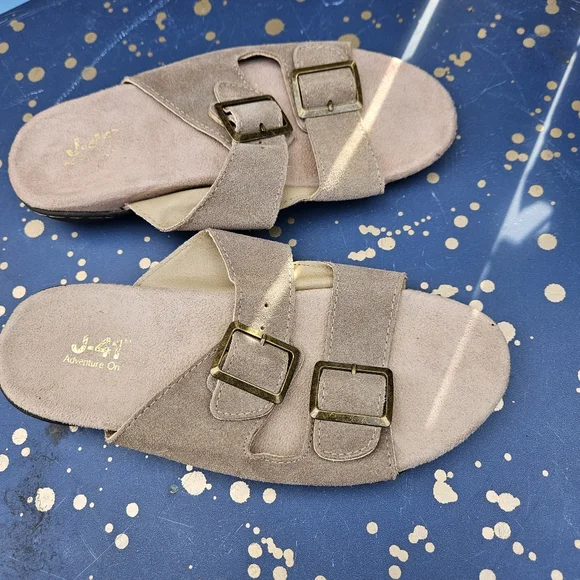 J-41 Adventure On Beige Double Buckle Sandals Women Size 7 - Picture 5 of 16